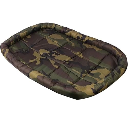All for Fur Dog Bed & Mat – Foldable, All-Season Sleeping Mattress | Machine Washable Travel Pad for Car, Sofa, Crate, or Floor | Ideal for All Dogs (Army Print-Medium,90 x 63cm)