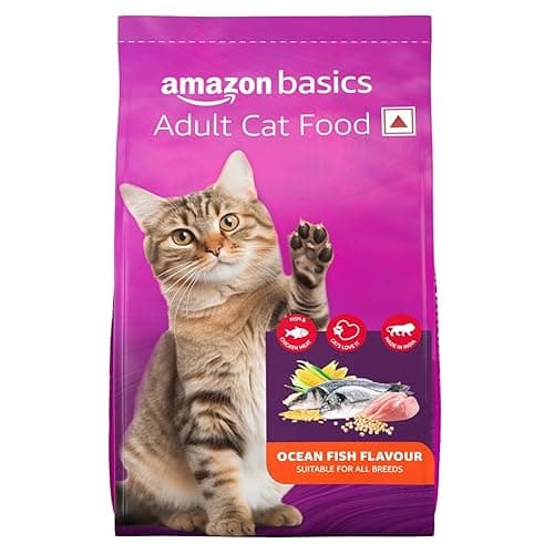 Amazon Basics Dry Cat Food | 3 Kg | Ocean Fish | with Real Chicken Meat & Fish | Suitable for Adult Cats | Packed with Protein | Suitable for All Breeds