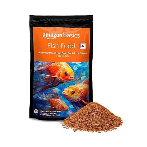 Amazon Basics Highly Nutritious Fish Food | 1 Kg | Mini Pellets | for All Life Stages