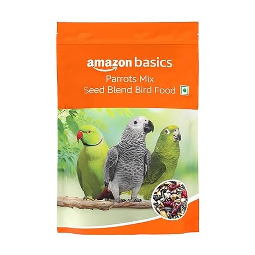 Amazon Basics Mix Seed Bird Food for Parrots, African Grey Parrot, Sun Conure, Macaw, Lovebird & Alexander | Bird Food for All Life Stages (1 kg)