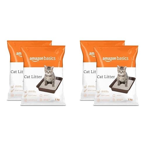 Amazon Basics Scoopable White Bentonite Cat Litter | Unscented | 5Kg - Pack of 4