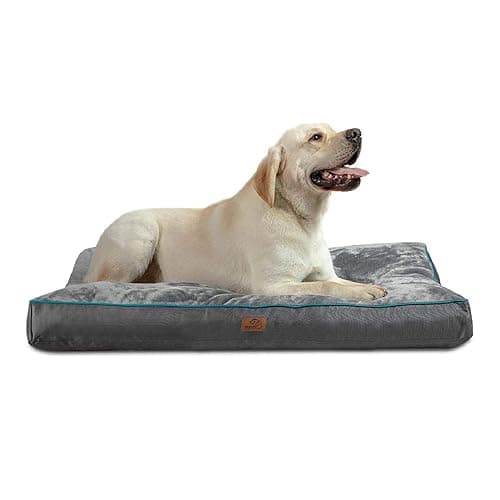 Bedsure XL Washable Dog Bed - 3 Inch Thicken Up to 100lbs Pet Mat Pillows with Removable Washable Cover, Grey