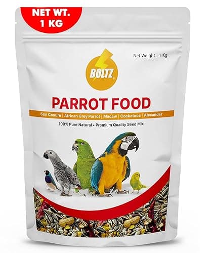 BOLTZ Food for Big Parrot, African Grey, Sun Conure, Macaw, Lovebird and Alexander - All Life Stages Mix Seeds (1 KG Pack)