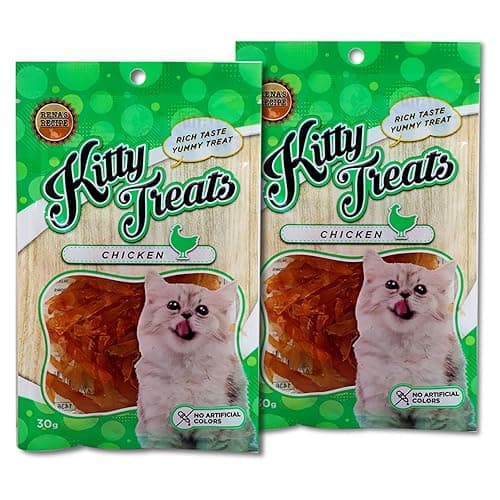 BTkviseQat Rena Cataholic Neko Chicken Jerky Sliced Dry Cat Treat for All Life Stages (30 G) Pack of 2