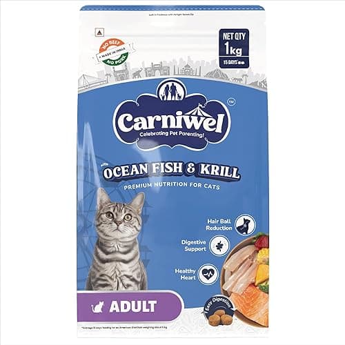 Carniwel Ocean Fish & Antarctic Krill Adult Dry Cat Food 1 kg | Fresh & Natural Ingredients | Highly Palatable | Supports Healthy Skin & Glossy Coat | Premium Nutrition for Cats