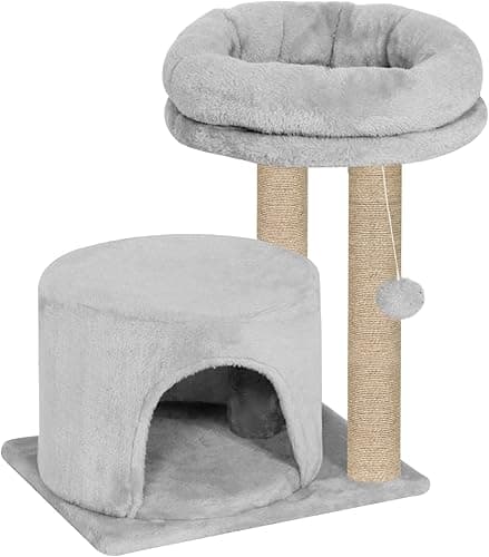 Cat Tree with Condo and Perch, 18 inch Height, 12 inch Condo, 16 inch Perch (Grey - FURR-19)