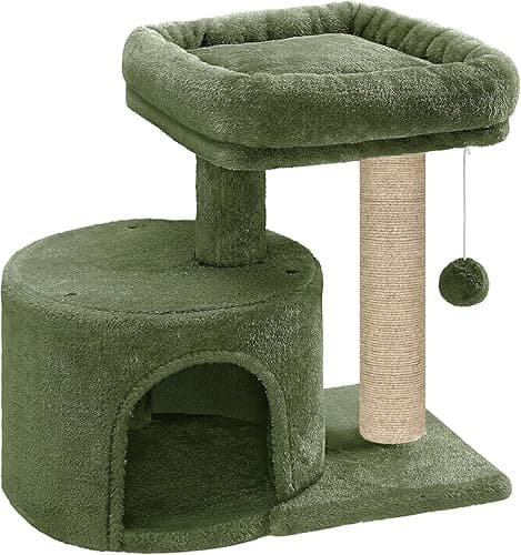 Cat Tree with Scratching Post, Condo and Toy Ball, 19 Inch x 12 Inch x 18 Inch (Grey - FURR-16)