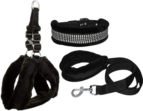 Cavalry Nylon Dog Harness, Dog Collar & Leash Adjustable (Medium, Black)