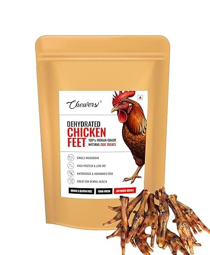 Chewers Dehydrated Chicken Feet Dog Training Treats | All Natural | High Protein, Low Fat | Dental Chew for Dogs | Rich in Glucosamine & Chondroitin | Supports Joint & Hip Health - 70 GMS