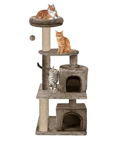 Condo Activity Kitten Cat Tree - Top Perch | Fur Fabric | Scratching Posts | Jute Rope | for Small Cats and Kittens (Height 50 Inch) (Brown - FURR-56)