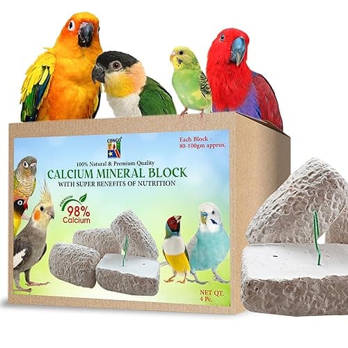 CONGO - NATURAL PARROT TREAT High Calcium Block for Birds | Bird Food and Supplement | Easy to Digest for Finch, Budgies, Lovebirds, Cockatiels, Conures, and Other Birds(Pack of 4-200 Gm)