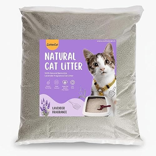 CottonCat Lavender Cat Litter – Premium Bentonite Clumping Litter for Cats | Long-Lasting Odor Control, Dust-Free, Fast Clumping, Easy to Scoop, Gentle Lavender Scent (16 KG)