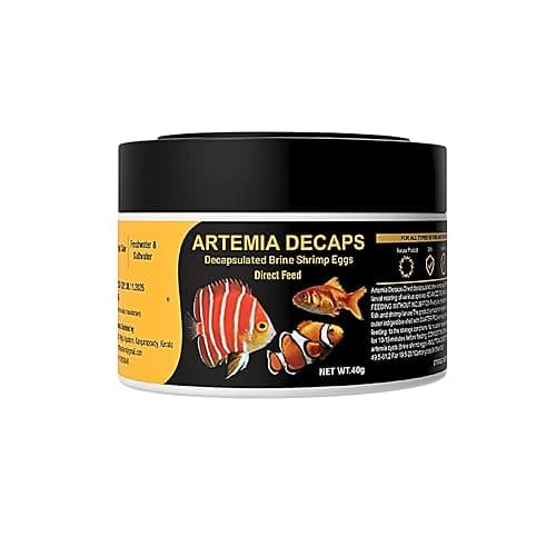 Decap Artemia Cyst 40 Gram, Brine Shrimp Eggs, Decapsulated Non Hatchable Artemia Direct Feed 100% Dry Eggs, High Protein Rich Direct Feed for New Born Baby Fishes