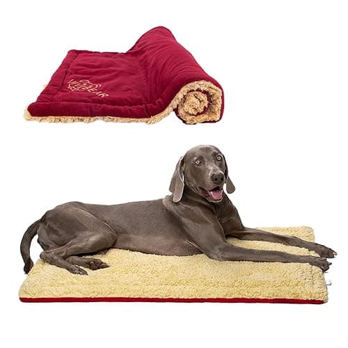 Dog Bed Mat,Dog Crate Mat for Large Dogs,Machine Washable Dog Bed Pad Air Dry,Pet Bed Mat for Sleeping and Relaxing,Pets Kennel Pad for Indoor&Outdoor (Red)