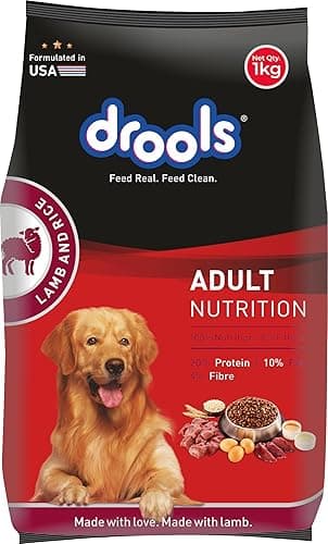 Drools Adult Dry Dog Food 1kg | Lamb and Rice Flavour | Supports Skin Nourishment and Coat Radiance | Promotes Healthy Digestion | Natural Antioxidants | Strengthen Immunity