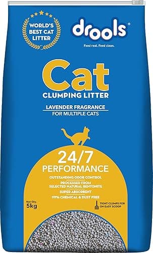 Drools Cat Litter (For multiple cat breeds ) 5kg Pack | Lavender Flavour | Pet and People friendly | Long Lasting Lavender fragrance | Super absorbent of liquids
