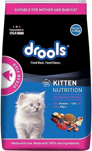 Drools Kitten Dry Cat Food 1.2kg | Ocean Fish Flavour | Skin & Coat Support | Complete Nutrition | Digestive Care | Growth Support