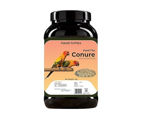 Foodie Puppies Bird Food For Conures - 1Kg | Natural And Healthy Premium Mix Seeds, Peas, Yellow Proso, Peanuts, Sunflower, Oats, Kusum | Daily Birds Food Seeds | All Life Stages, 1 Count