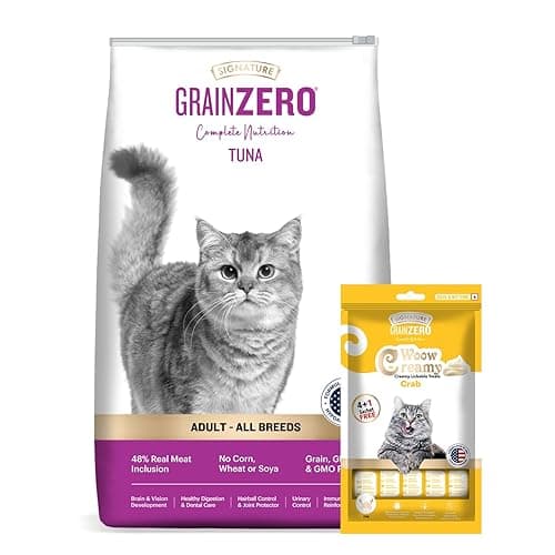 Grain Zero Adult Dry Cat Food 1.2kg + 75g Creamy Treat (Free) | Tuna | 48% Fresh Fish Inclusion, No Grain Formula, No Gluten | Promotes Healthy Skin & Coat | All Breeds
