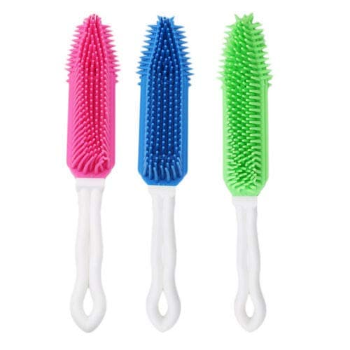 Grooming Soothing and Washing Pet Shampoo Massage Brush with Silicone Bristles Dogs Cats Puppies and Kittens Grooming Brush and Tool(Color May Vary)