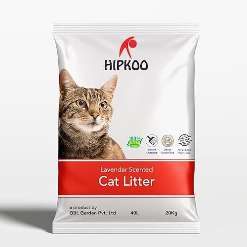 Hipkoo Exclusive Cat Litter 20Kg 100% Natural Lavender Scented Clumping Bentonite Clay Dust Free Single Money Saver Pack Premium Absorbent Eco-Friendly Sand for All Breeds of Cats