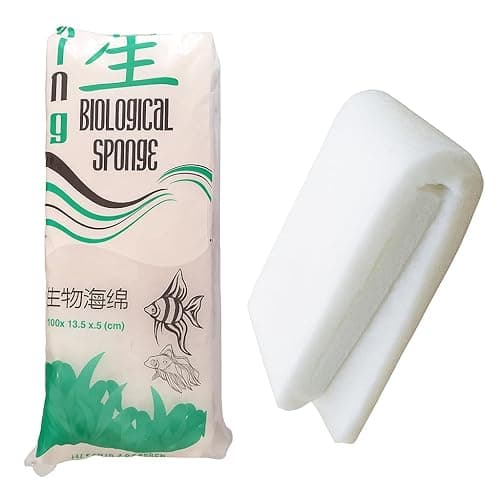 JSquare Biological Filter Sponge for Aquarium Filter Durable Filtration, Biological White Cotton Filtration Sponge | Non Toxic for Fresh & Saltwater Aquarium (100x13.5x3cm).