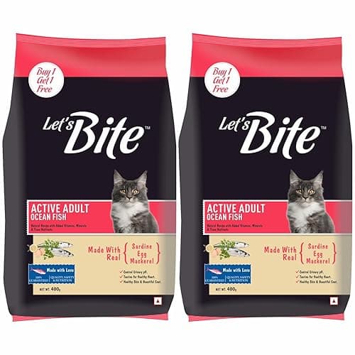 Let's Bite Active Adult Dry Cat Food, 400g, Total 800g Pack