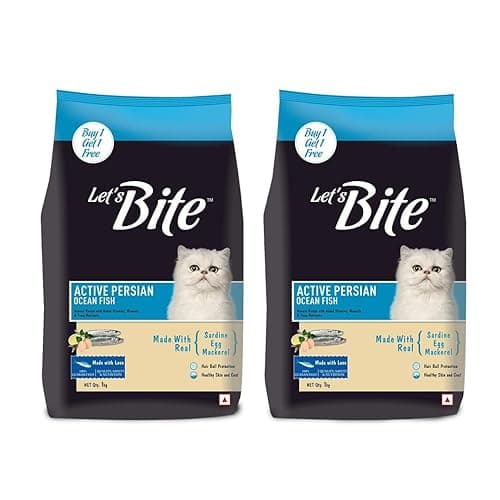 Let's Bite Persian Dry Cat Food,Ocean Fish 1Kg (Buy 1 Get 1 Free) Total 2 Kg Pack, Adult