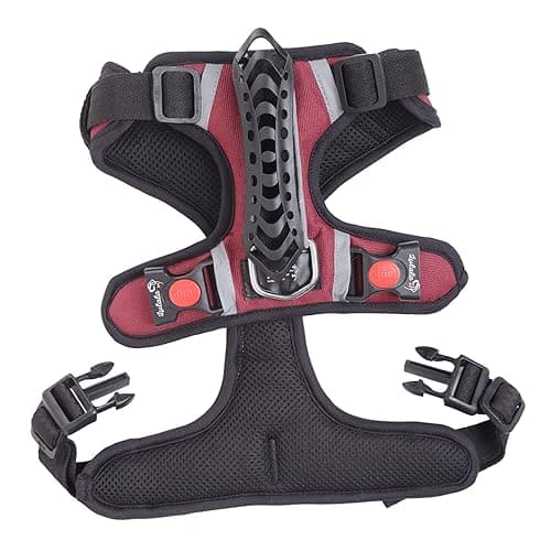 Lulala Dog Harness No Pull,Reflective Strong Dog Harness,Dog Vest with Molle & Sturdy Handle,No Choke Front Lead Breathable Dog Harness,Adjustable Soft Padded Pet Vest with Easy Control(L,Maroon)
