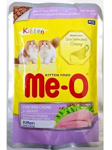 Me-O Wet Kitten Food Chicken Chunk in Gravy Flavour 80G/Pack of 12 (960G)