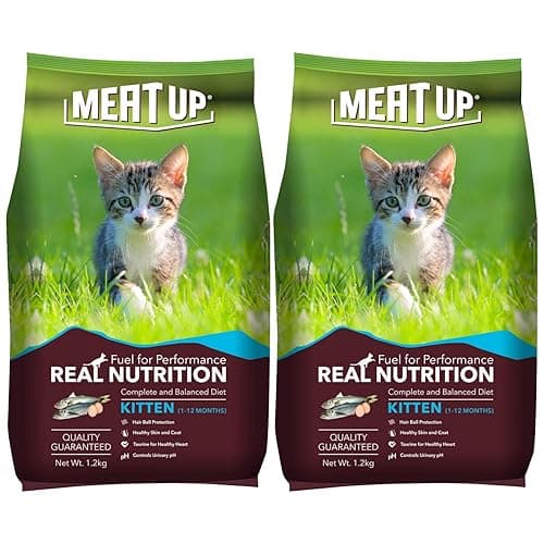 Meat Up Kitten (1-12 months) Dry Cat Food, Ocean Fish, 1.2kg (Buy 1 Get 1 Free),Total 2.4 Kg Pack