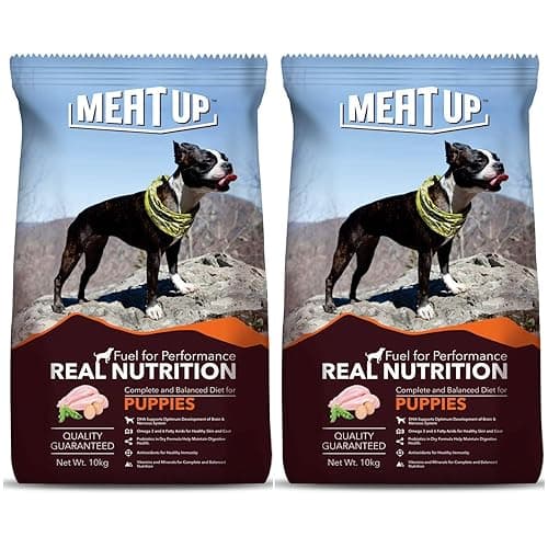 Meat Up Puppy Dry Dog Food 10kg + 10kg (Free) 20kg| Real Chicken Flavour| Buy 1 Get 1 | Development of Brain and Nervous System | Maintain Digestive Health |Vitamins and minerals