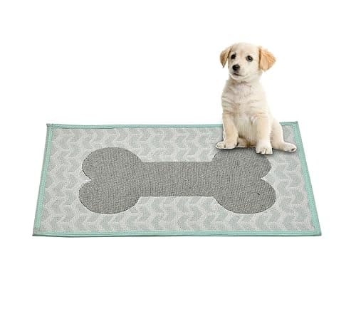 Microfiber Rectangular Doormat Size Doggy Bed Anti Slip Easy Washable Soft Flat Mat Bed for Pet(Dogs/Cats), 32x49 Cm, Grey Bone