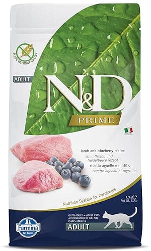 N&D Farmina Pet Foods Dry Farmina Grain Free Lamb and Blueberry Adult Cat Food, 1.5 Kg