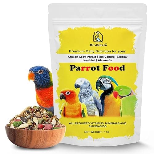 Parrot Food for All Life Stages African Grey Parrot,Sun Conure,Macaw,Lovebird and Alexander Premium Seed Blend of Grains, Nuts & Fruit Pellets