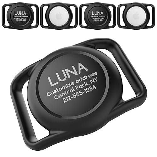 Personalized Dog Collar Holder for AirTag, 4 Pack Upgraded Water Resistant Silicone Case for Pet Collars, Customized with Name and Phone Number Protectors for Dog and Cats Collars