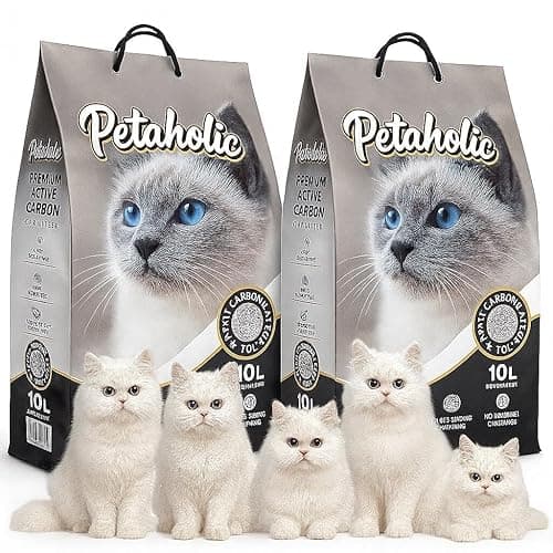 Petahouse Petaholic Cat Litter (Pack of 2) New Restored Active Carbon for Super Quick Cleaning | Bentonite Clumping Cat Litter with Ultra Odor Control | Safe for Multiple Cats & Kittens (10L + 10L)