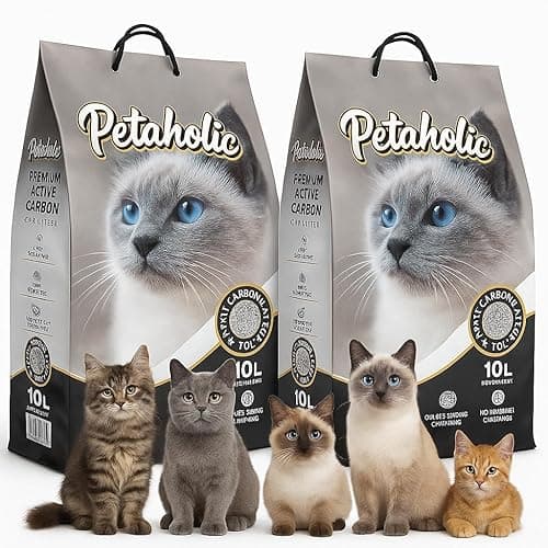 Petapuppies Petaholic Premium Cat Litter (Pack of 2) with Active Carbon (10 L × 2 = 20 L) – 100% Natural Clumping & Ultra Odor Control | Long-Lasting Safe for Multiple Cat for Kittens & Adult Cats