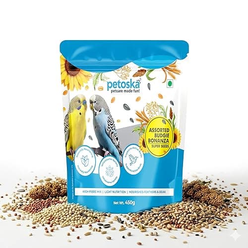 Petoska Budgie Bonanza Super Seeds | Balanced Daily Seed Mix for Budgies | Naturally Nourishing | Wholesome Variety | Supports Active Birds | 450 g