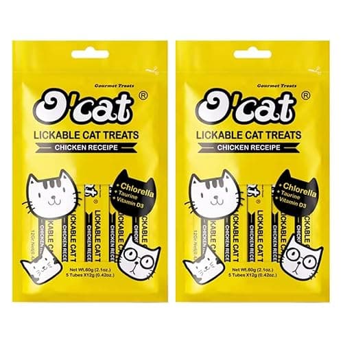Pets Empire Lickable Cat Treat (Pack of 2 x 5 Sticks) Real Chicken | All Life Stages Creamy Cat Treats | Rich Protein Low Fat | Premium Reward & Training Treat | Highly Digestible (120g)