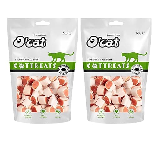 PETS EMPIRE O'Cat Salmon Small Sushi, Healthy Cat Treats, Kitten Snack Bites for Training and Feeding, Non-Vegetarian Kitty Snacks for Cats, Kittens (50 g X 2)