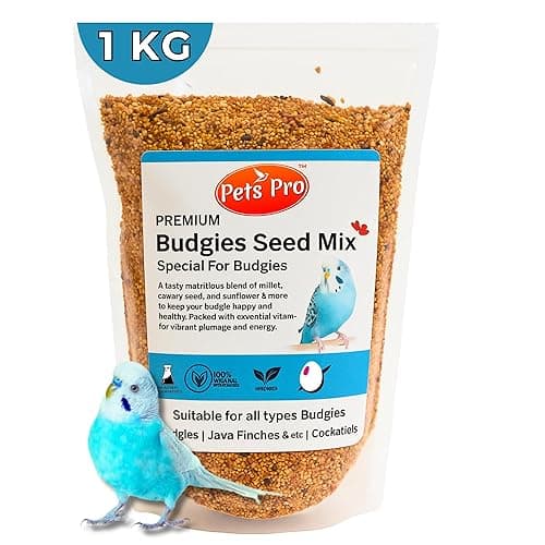 Pets Pro Premium Budgies Food Seed Mix 1KG | 100% Pure Quality | Special for Budgie and All ypes of Birds | Natural & Healthy Premium Seeds | Daily Nutrition for Budgie