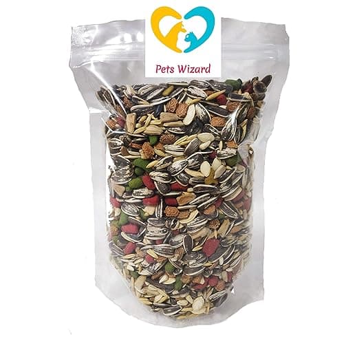 Pets Wizard - Large Parrot Seed Mix for Macaw, African Gray, Cockatoo, Indian Parrots & All Other Large & Medium Birds (450 Grams), All Life Stages
