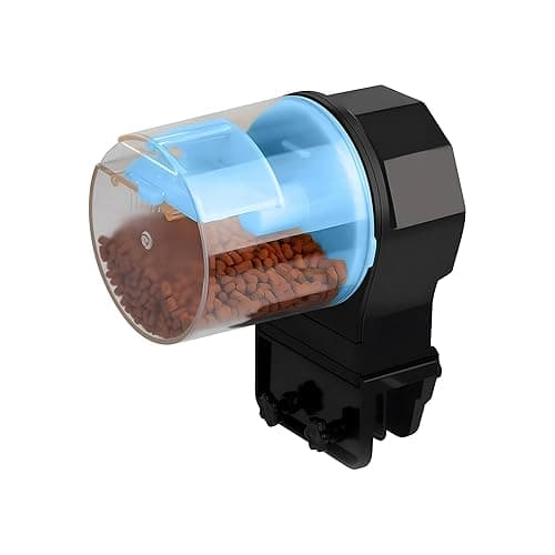 Pettey Automatic Fish Feeder - Aquarium Food Dispenser with 2 Adjustable Timer (12 & 24 hrs) & 2 Portion Control | Battery Operated | Ideal for Flakes, Pellets & Granules | Blue