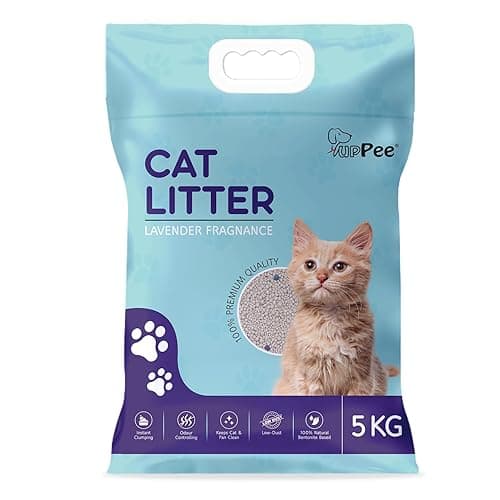 Premium 5 Kg Lavender Scented Cat Litter | Natural Bentonite Clay | Odour Control, Dust Free Scoopable, Instant Clumping, 100% Chemical Free