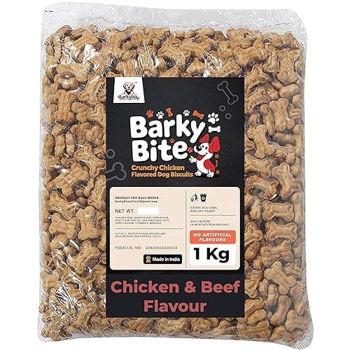 Premium Chicken & Beef Flavour Dog Treats 1Kg | Healthy & Tasty Biscuits for Dogs | Made in India