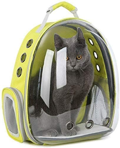 PSK Pet Transparent Cat Carrier Backpack Puppy Kitty Breathable Carriers for Travel Astronaut Pet Cat Dog Puppy Carrier Backpack Travel Bag Space Capsule Breathable (Yellow)