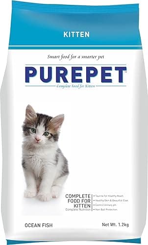Purepet Kitten Dry Cat Food 1.2kg Pack | Ocean Fish Flavour | Active behaviour | Hairball Control |Urinary Tract Health | Nutrient Rich | Minerals