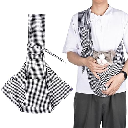 Qpets® Small Cat Travel Bag Dog Carrier Bag, Foldable Outdoor Cat Dog Backpack Sling Bag, Breathable Cat Carriers Bag Adjustable Strap Pet Bag with Snap Button Shoulder Bag (Suitable for 6kg Below)