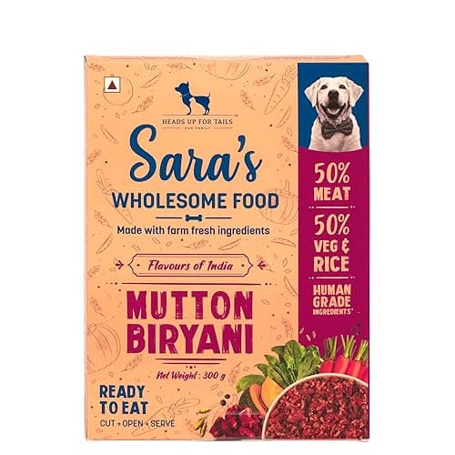 Sara's Wholesome by HUFT Mutton Biryani Dog Food – 300 gm | 100% Human-Grade Ingredients | Nutritionally Balanced Meal | Suitable for All Breeds & Life Stages